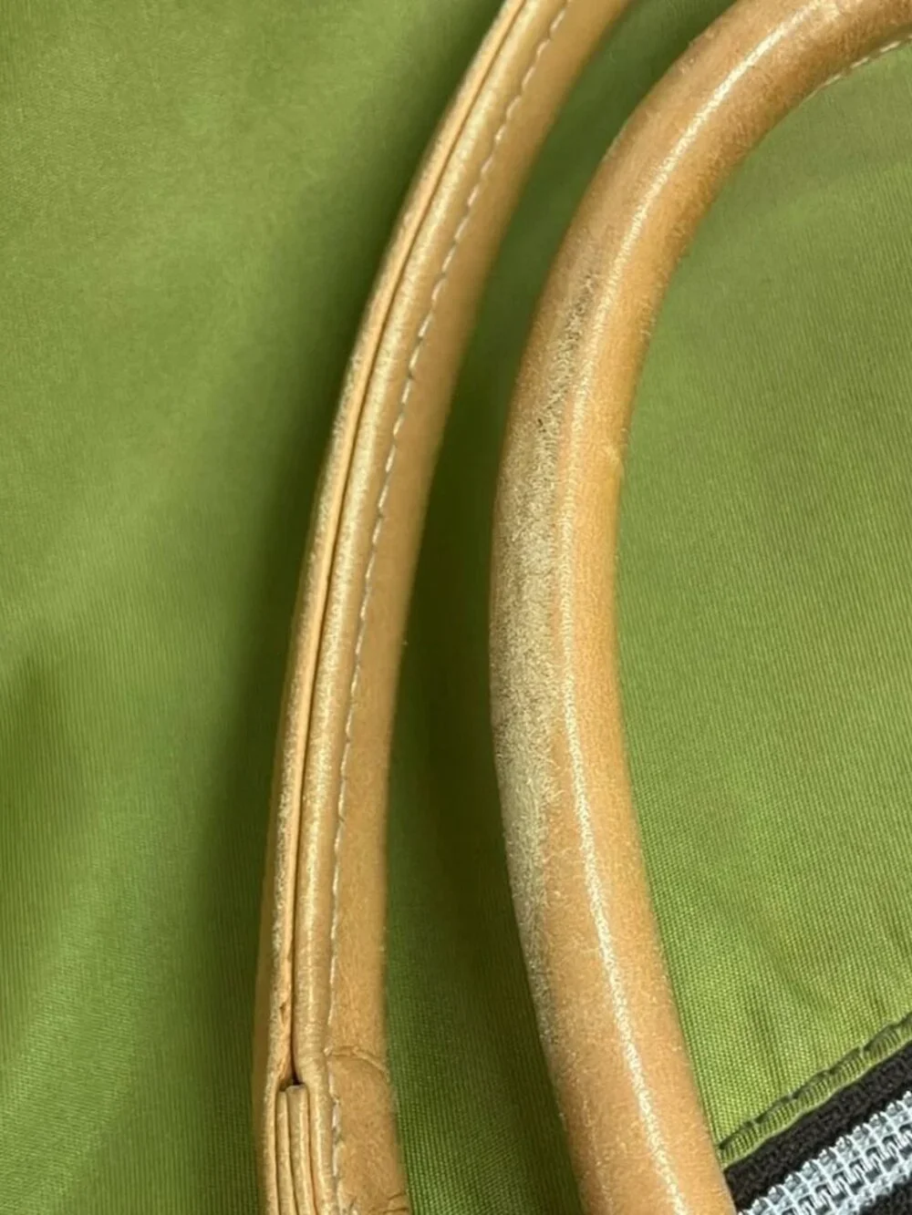 OROBIANCO Yellow Green Light Brown Nylon Leather Shoulder Bag